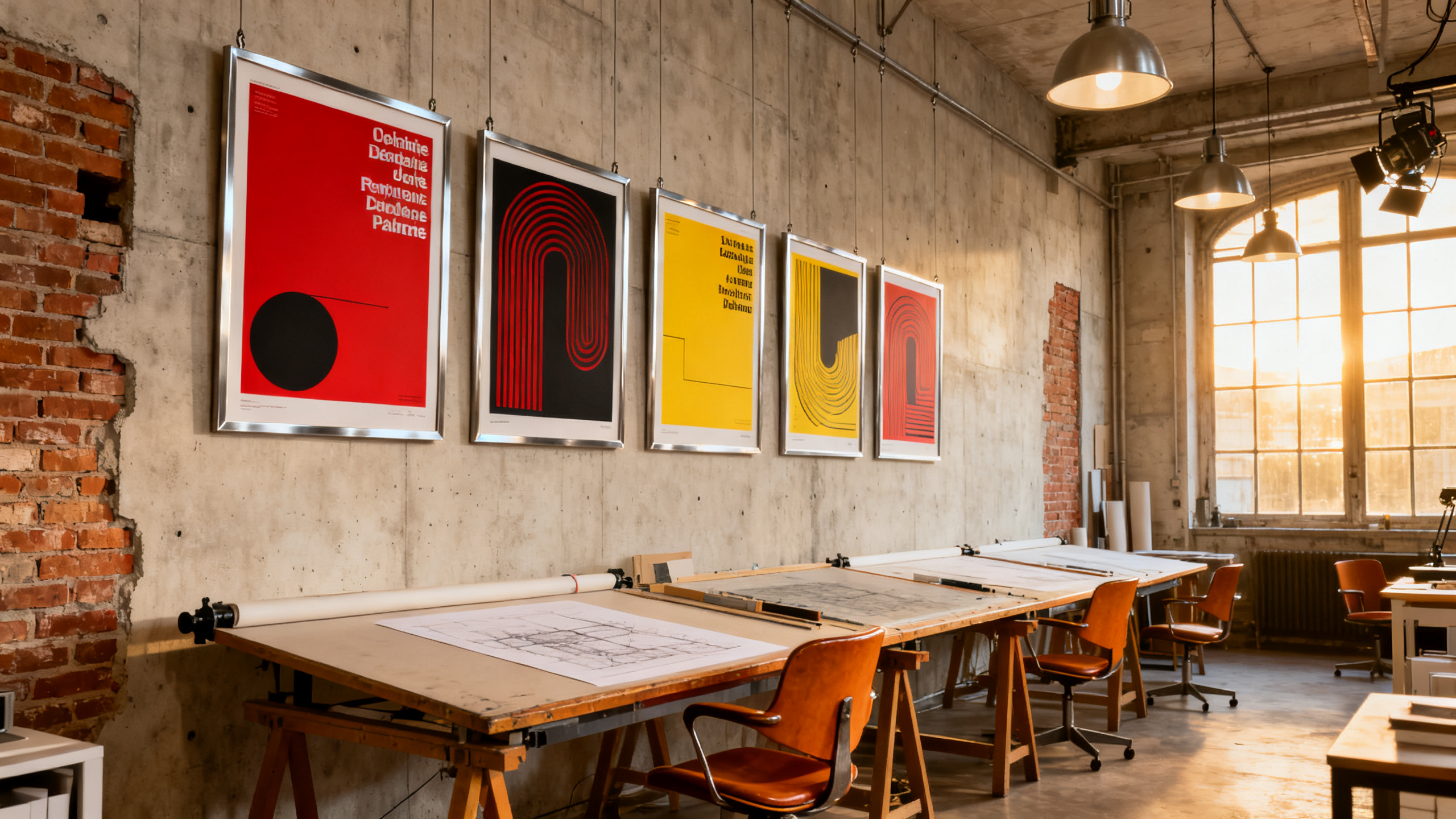 Agence design Marais — wall gallery brutaliste rotative — détail